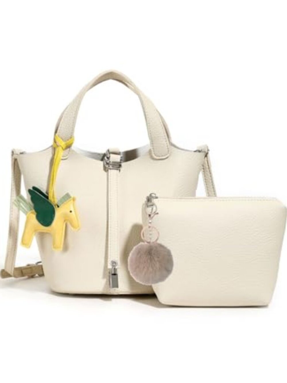 PU Faux Leather Small Tote Bag Bucket Purse Crossbody Set Women